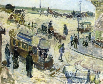 Place de la République Rouen avec le tramway 1883 Camille Pissarro Peinture à l'huile